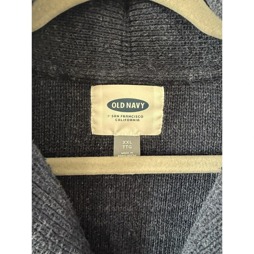 Old Navy Sweater Mens XXL Blue Shawl Collar Cable Knit Button Up Cardigan Cozy
